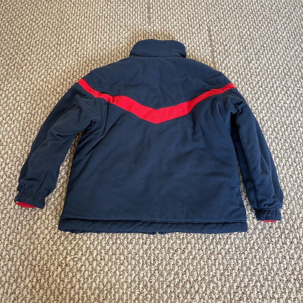 Vintage Y2K Nike Reversible Jacket Kids S(8) Red Navy Spellout Missing Hood - Picture 5 of 6